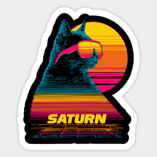 Saturn Caturn - Synthwave Space Cat - Surreal Design Sticker